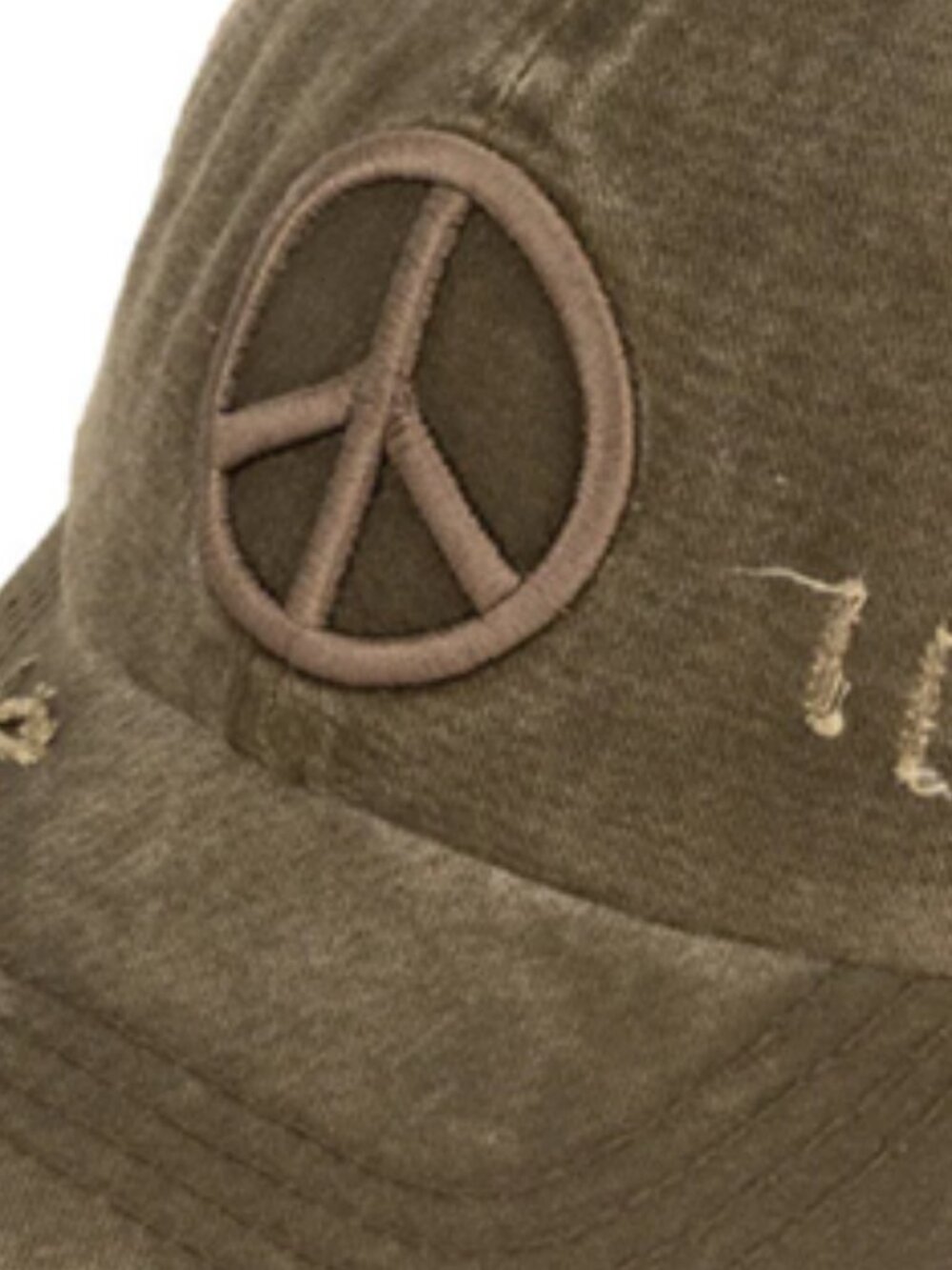 NWOT Green CC Distressed Embroidered Peace Sign Criss Cross High Ponytail Hat - Picture 5 of 12